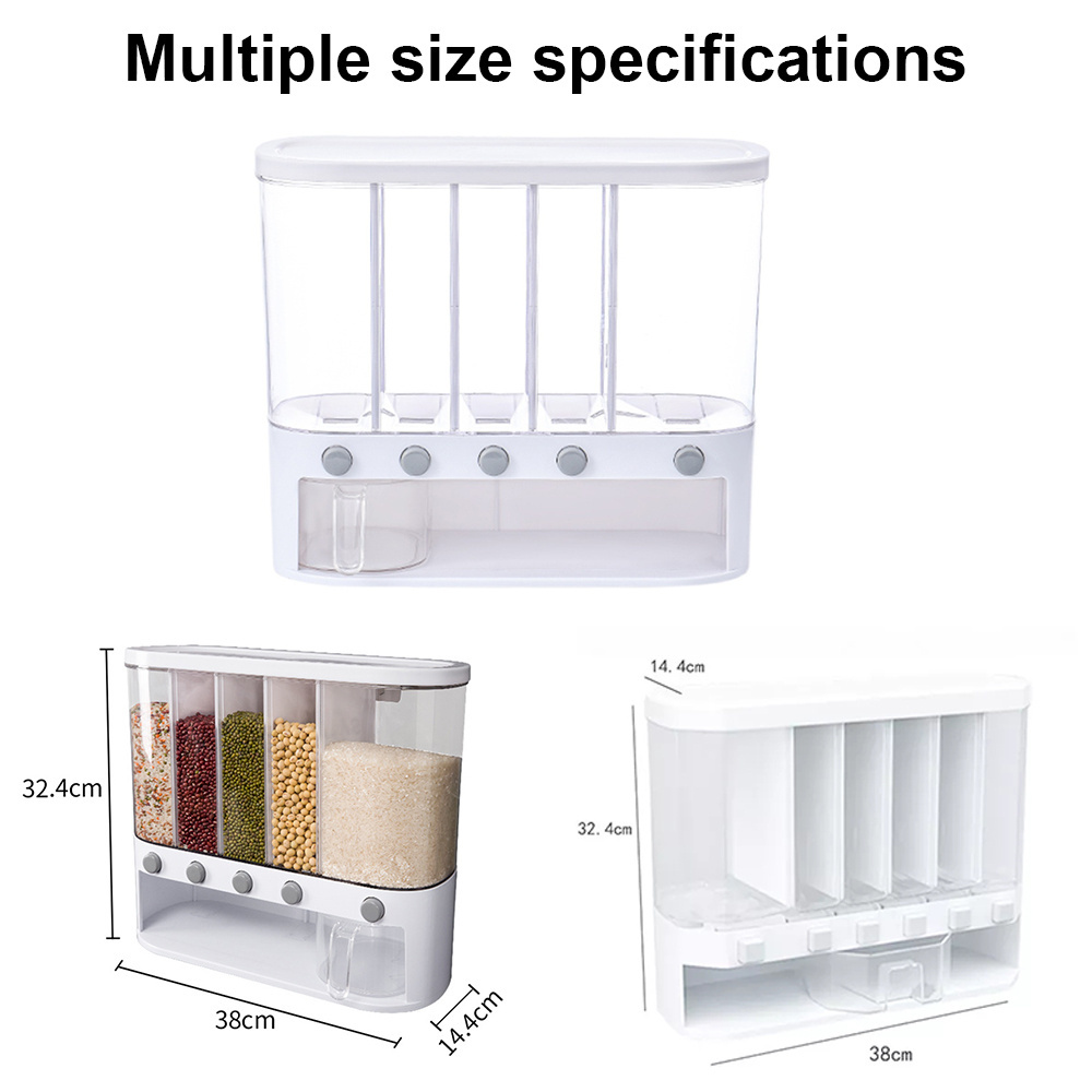 Kitchen plastic atv acrylic glass container storage box Cans Food Storage Grains Container with Cup Dry Food Dispenser