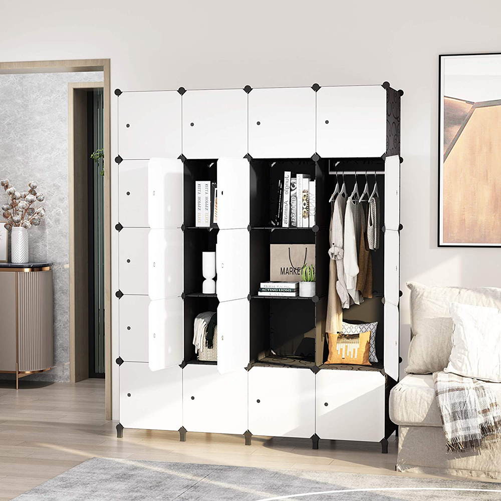 Customizable Stitchable Removable Assemble DIY Plastic Portable Hanging Cube Closet Wardrobe Organizer