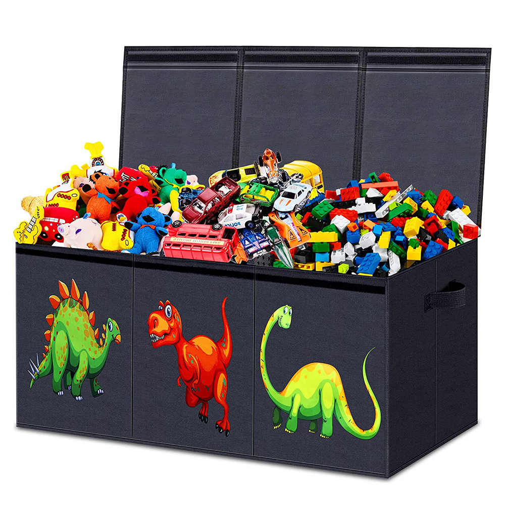 Foldable Fabric Storage Box Large Storage Container with Handle and Lid Cube Kids Toy Storage Box