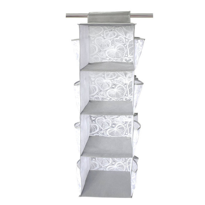 4 Tier Shelf Hanging Closet Organizer Cloth Hanging Dresser with 8 pockets Hanging Closet Cubby for Sweater Handbag Organizer