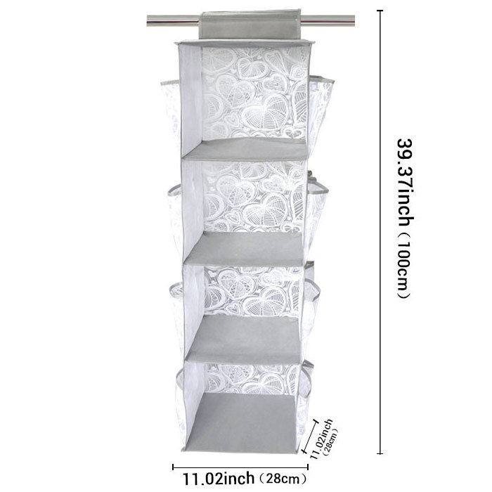 4 Tier Shelf Hanging Closet Organizer Cloth Hanging Dresser with 8 pockets Hanging Closet Cubby for Sweater Handbag Organizer