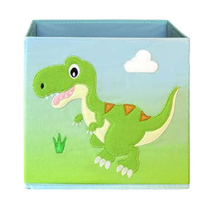 Decorative Storage Baskets 2 Pack Fabric Foldable Dinosaur Cube Colored Storage Bins Organizer for Kids with Handles Home Closet