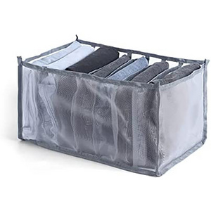 Washable Wardrobe Clothes Closet Organizer 7 Grids T shirt Jeans Drawer Mesh Separation Box Visible