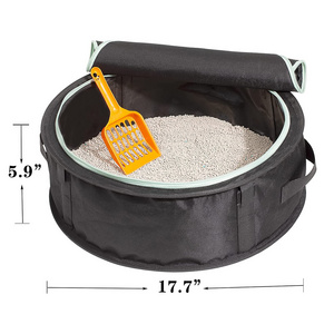 space-saving Travel Cat Litter Box Leak-Proof Portable Litter Box Collapsible Toilet Tray Carrier for Small Medium Cats