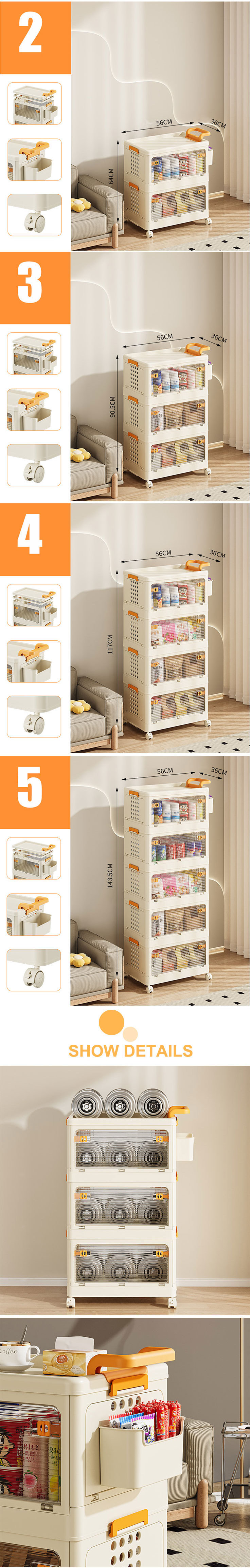 Folding Large Capacity Plastic Storage Bin Bedroom Organizer Factory Wholesale Plastic Storage Cabinets