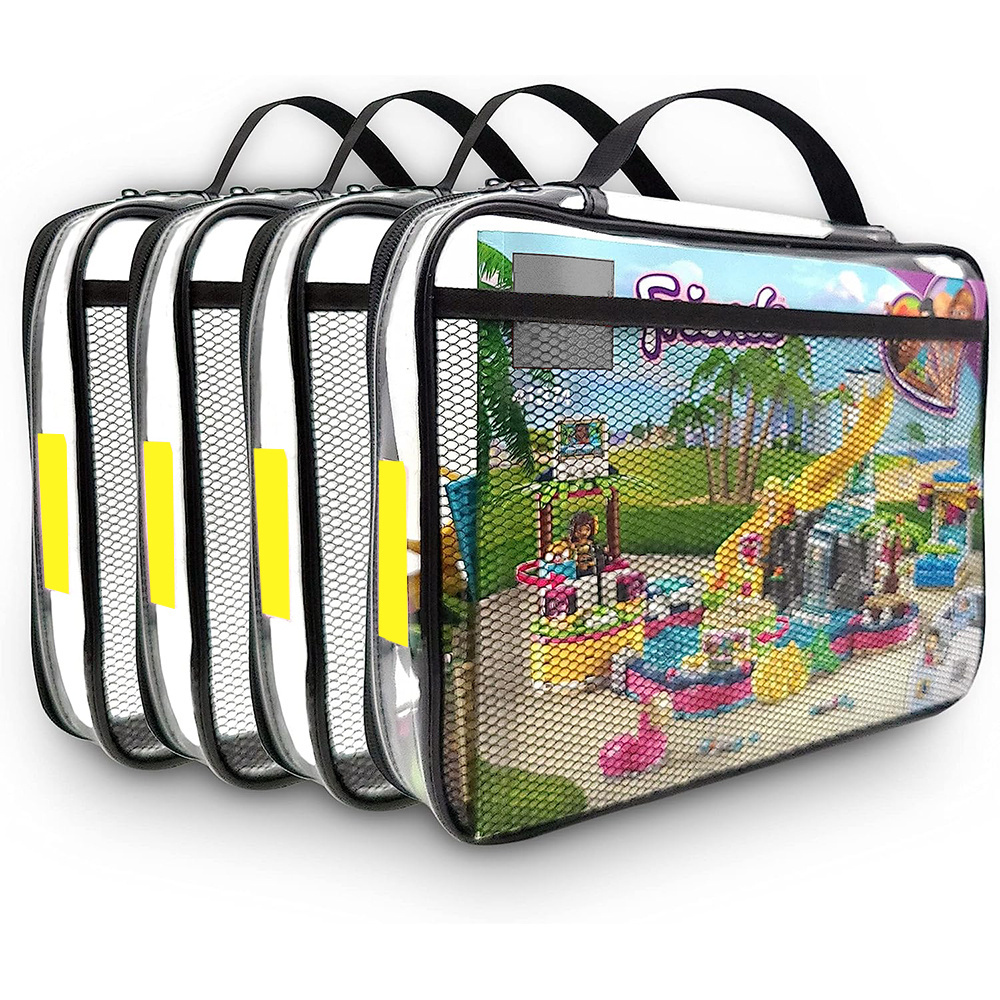 Waterproof Toy Organizer Bags 6 Packs PVC Zippered Blocks Set Storage Organizer Case with Zippered for Board Games Travelling