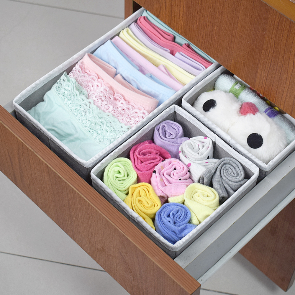 Most Popular Set of 6 pcs Houseware Foldable Drawer Dividers Boxes Closet Organizers Underwear Organizer