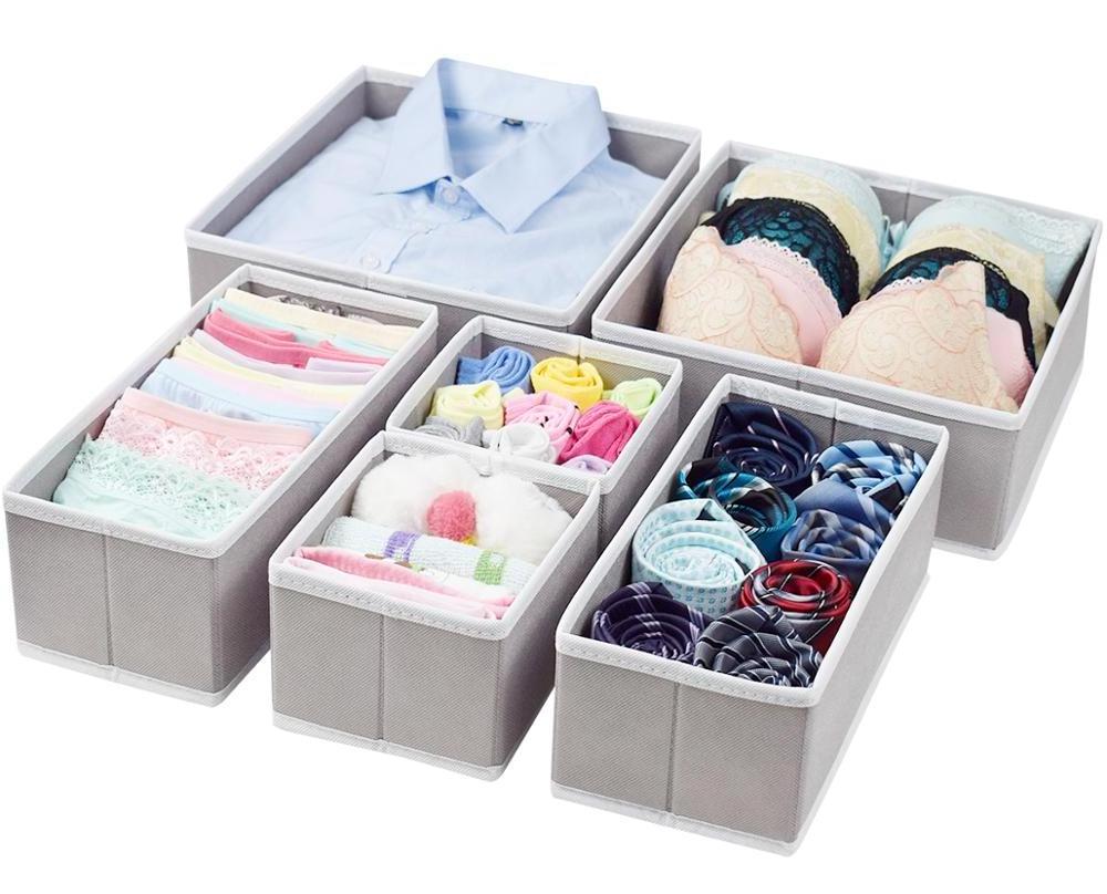 Most Popular Set of 6 pcs Houseware Foldable Drawer Dividers Boxes Closet Organizers Underwear Organizer