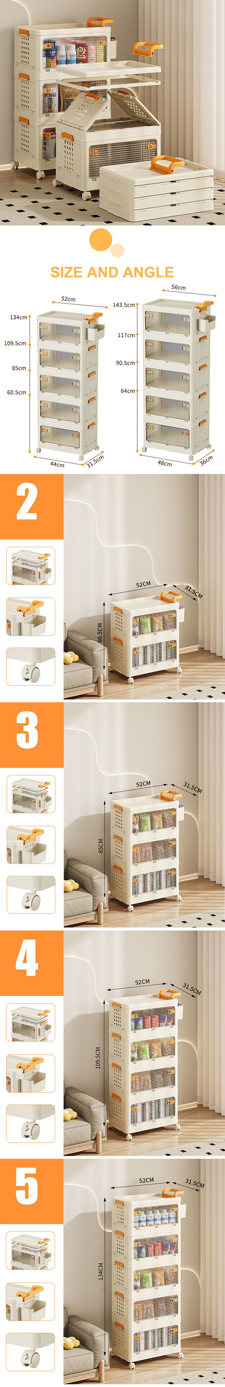 Folding Large Capacity Plastic Storage Bin Bedroom Organizer Factory Wholesale Plastic Storage Cabinets