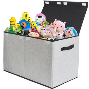 Extra Large Soft Fabric Foldable Storage Bin Box with Flip-top Lid Children Toy Chest for Nursery Playroom Closet