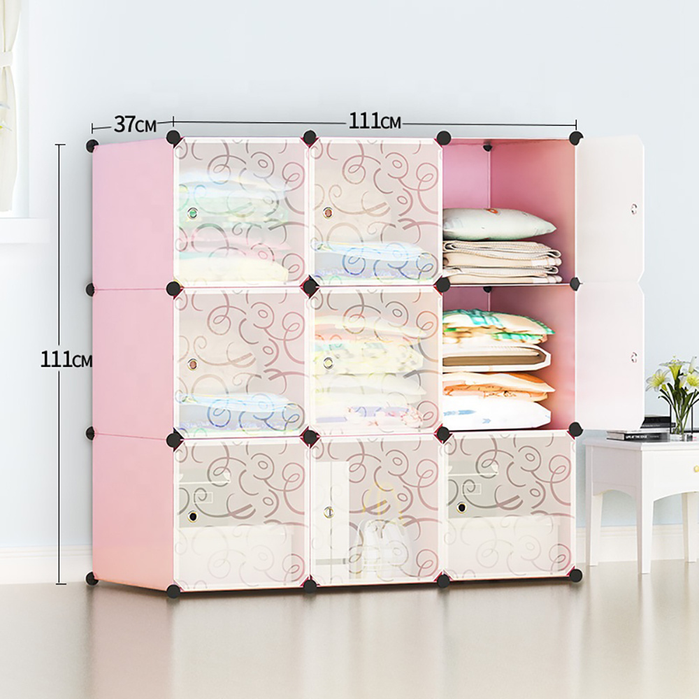 Stackable Portable Shelves Modular Cabinet Cube Storage Closet Organizers  with Doors and Hammer