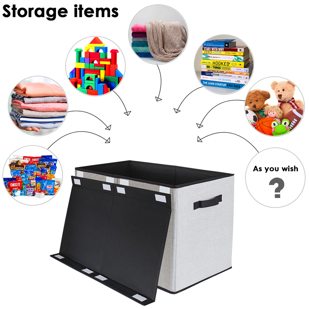 Extra Large Soft Fabric Foldable Storage Bin Box with Flip-top Lid Children Toy Chest for Nursery Playroom Closet