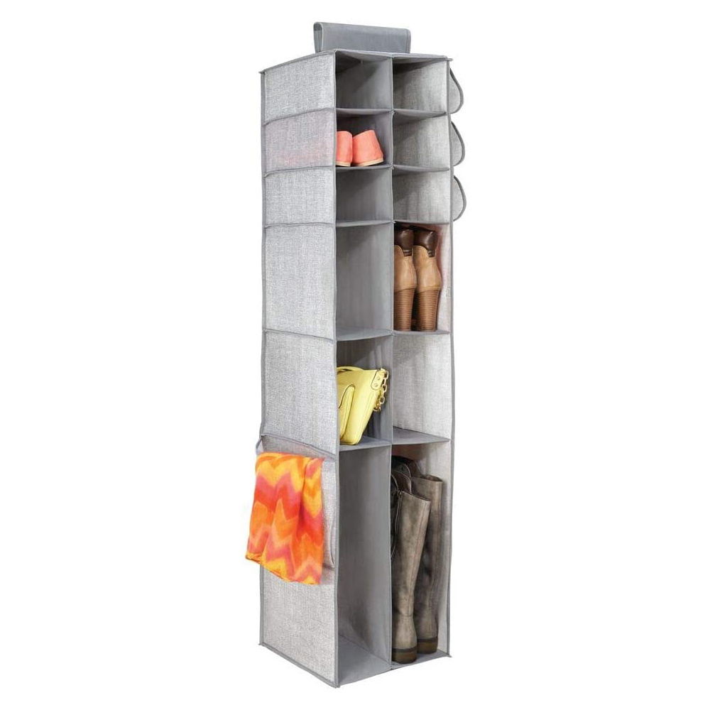 Factory Price New Design Wardrobe 12-Shelf Non-woven Collapsible Shelves Hanging Closet storage bag Hanging Closet Organizer/