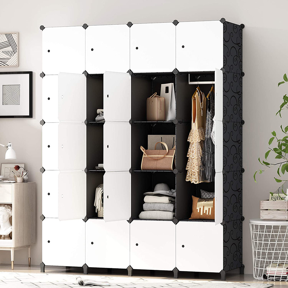 Customizable Stitchable Removable Assemble DIY Plastic Portable Hanging Cube Closet Wardrobe Organizer