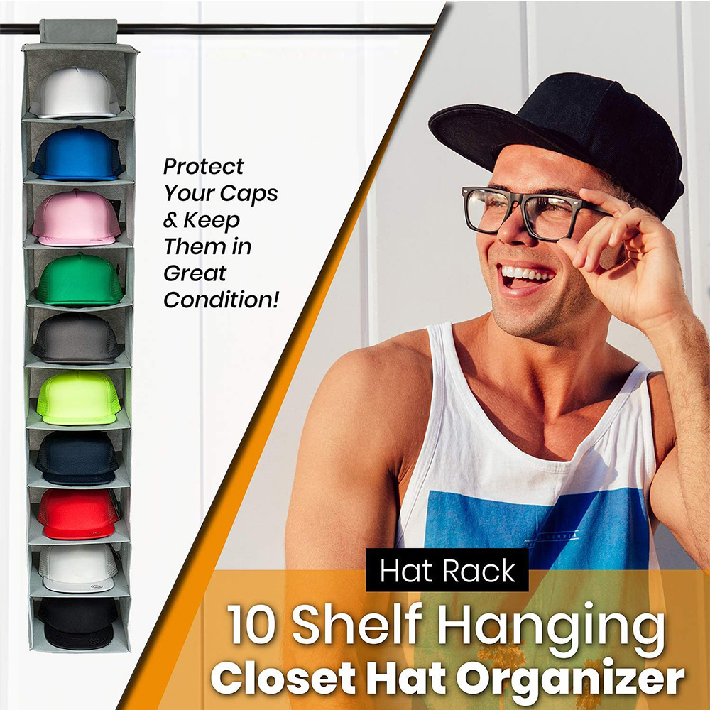 10-layer Closet Storage Baseball Cap Rack Hanging Hat Storage Bags Used For Wardrobe Hanging Organizer