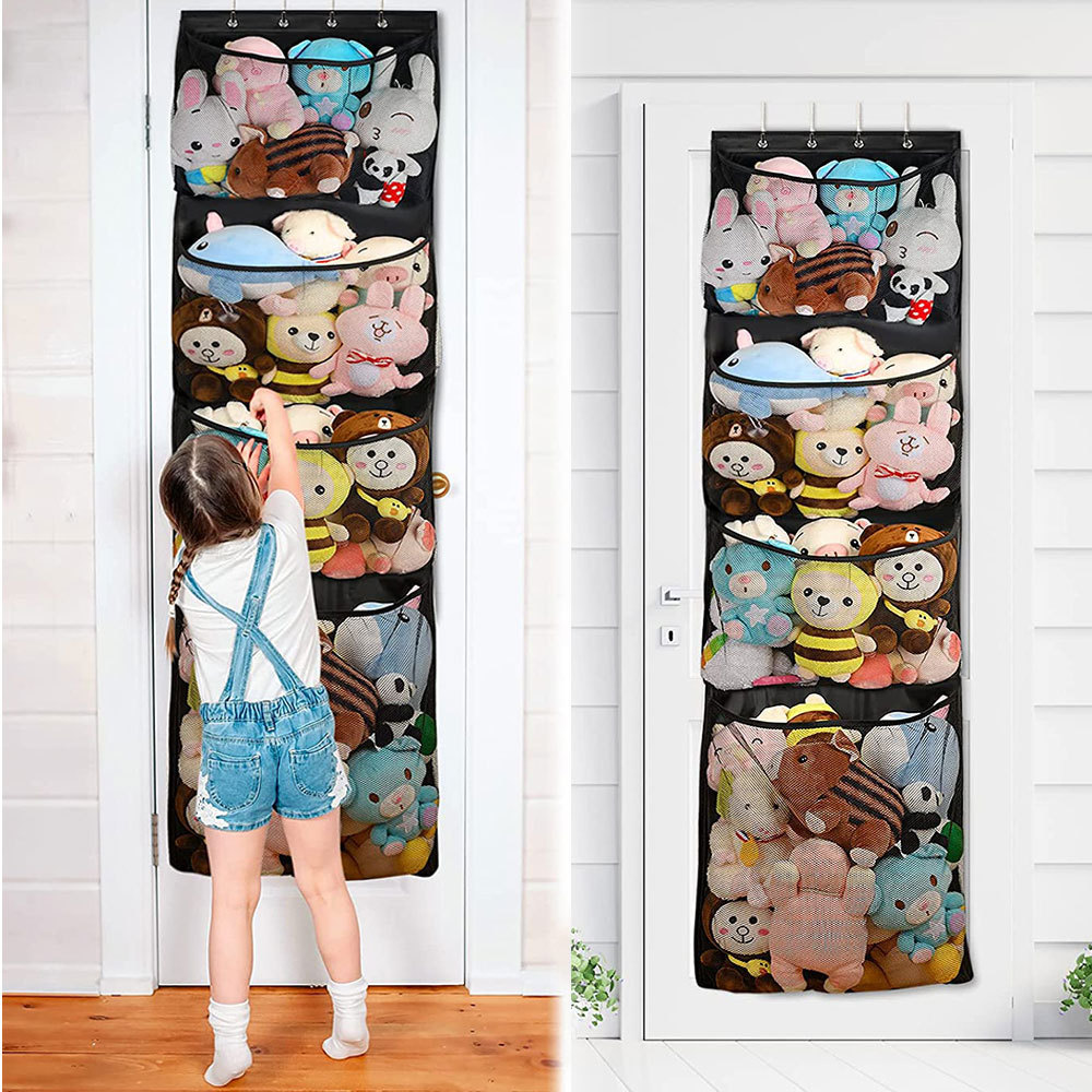 5 Large Pockets Over The Door Stuffed Animals Organizer Stuffed Animal Storage for Toys Hanging Toy Storage for Baby