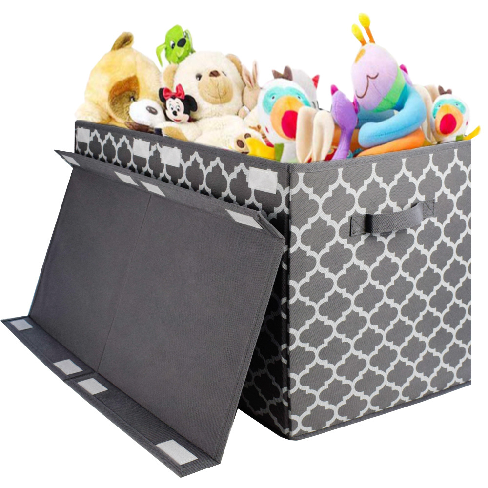 Portable and Foldable Kids Cloth and Toy Storage Chest Large Storage Box with Lid  Bins Cubes Cloth Closet Nursery Organizer