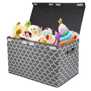 Portable and Foldable Kids Cloth and Toy Storage Chest Large Storage Box with Lid  Bins Cubes Cloth Closet Nursery Organizer