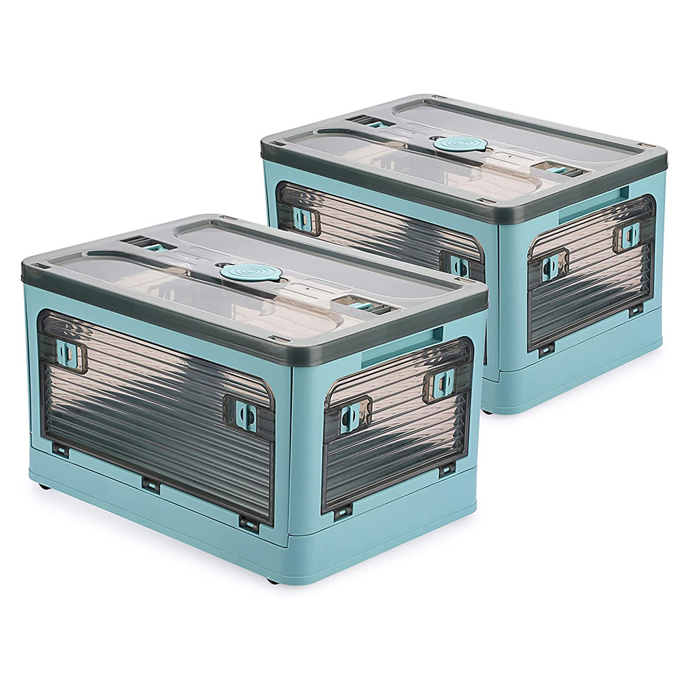 Plastic Storage Bins Foldable Box Stackable with Lids Cart Collapsible Plegable Contenedores de almacenamiento de plastico