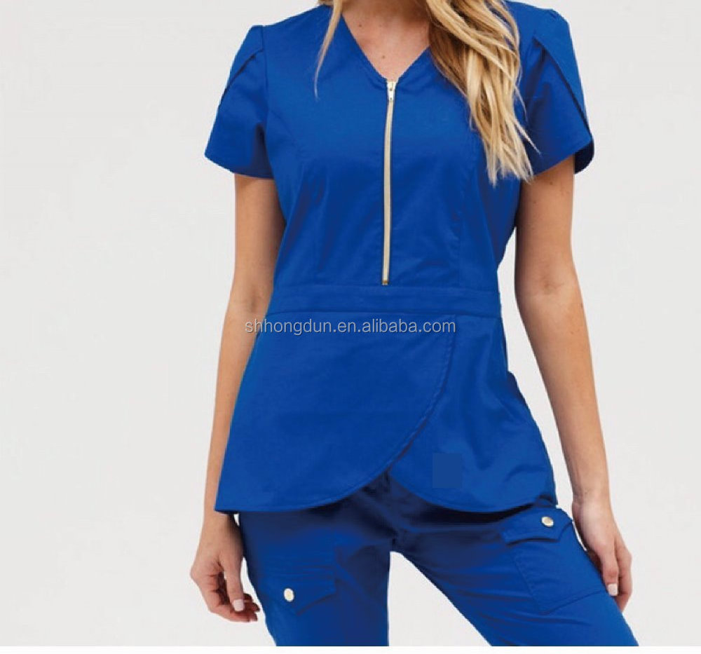 Wholesale Hospital Sexy Nursing Scrubs Uniform, 100% Polyester Scrubs