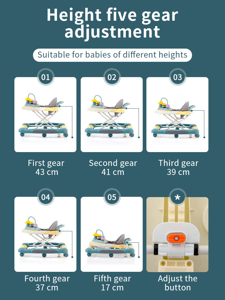 Cochecito de bebe 2 3 4 in 1 with prevent type O legs and music China factory 2021 stable and safe foldable walker for baby boy