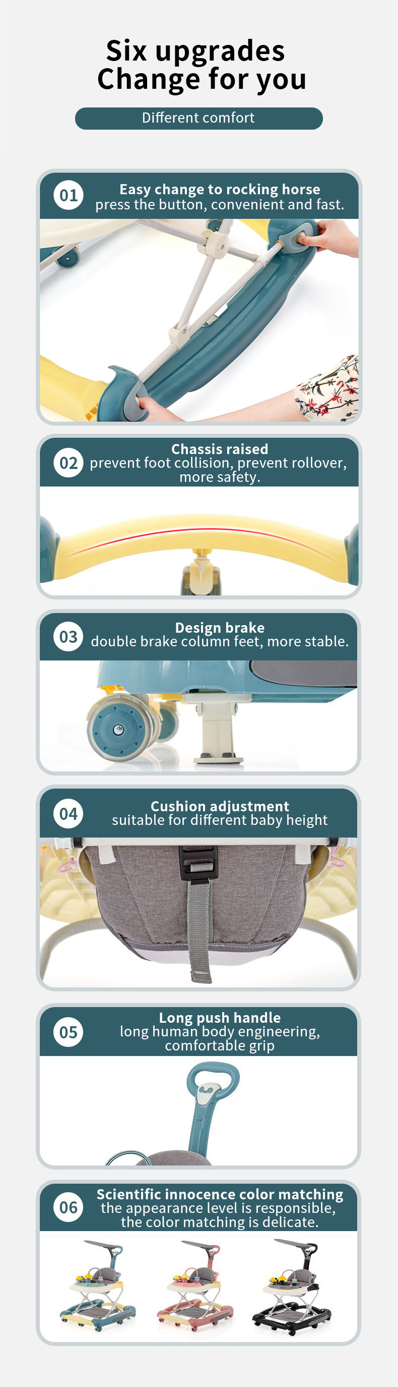 Cochecito de bebe 2 3 4 in 1 with prevent type O legs and music China factory 2021 stable and safe foldable walker for baby boy