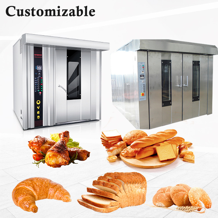 2022 most popular high quality 64/128 trays 2 trolleys  bakery convection oven professional baking rotary oven