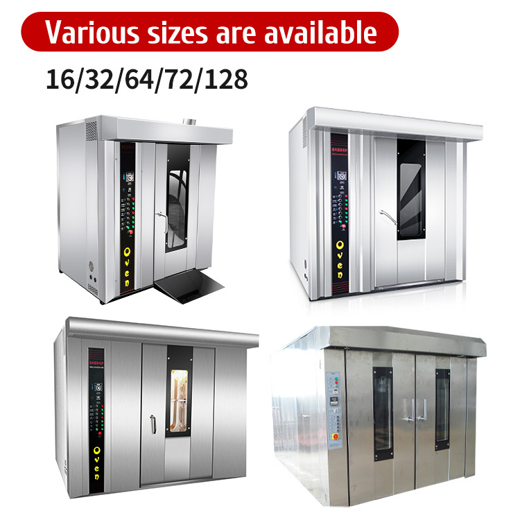 2022 most popular high quality 64/128 trays 2 trolleys  bakery convection oven professional baking rotary oven