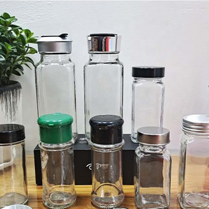 empty pepper salt spice bottle grinder glass bottle  unique glass jar packaging shaker bottles