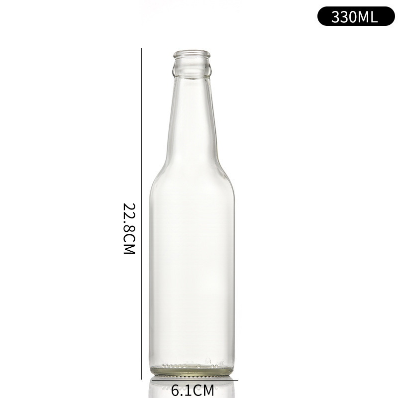 wholesale 250ml 330ml Clear Soda Glass Beverage Bottle for Juice 500ml Beer Glass Bottle with Crown Cap