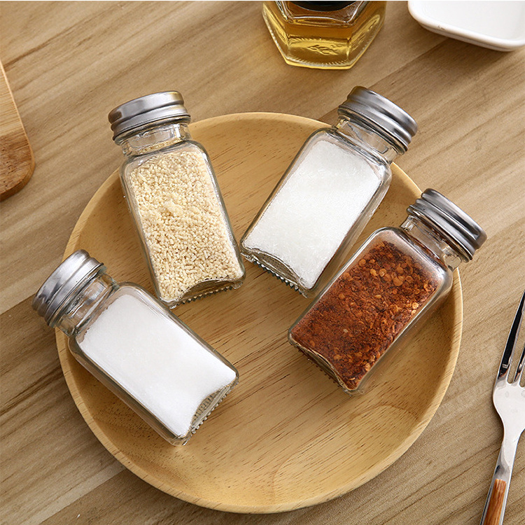 empty pepper salt spice bottle grinder glass bottle  unique glass jar packaging shaker bottles