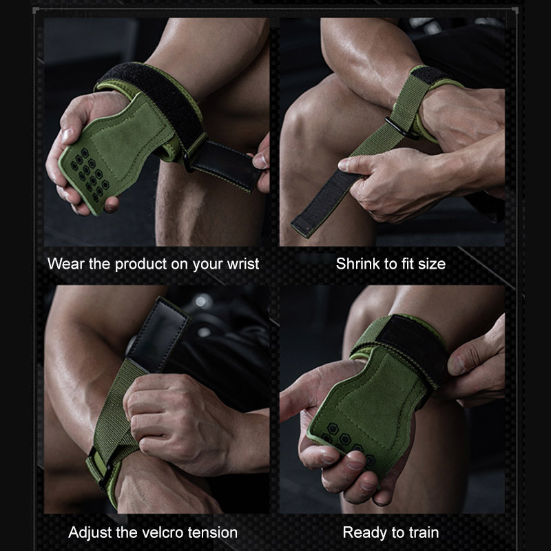 Premium Silicone Padding Protect Palm Hand Lifting Grip Pad Gym Adjustable Wrist Straps For Weight Lifting Power Grip