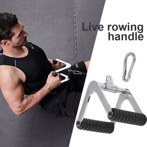 Comprehensive Trainer Cable Machine Accessories Rubber Double D Exercise Handles Gym Lat Pulldown Row Handle Cable Attachment