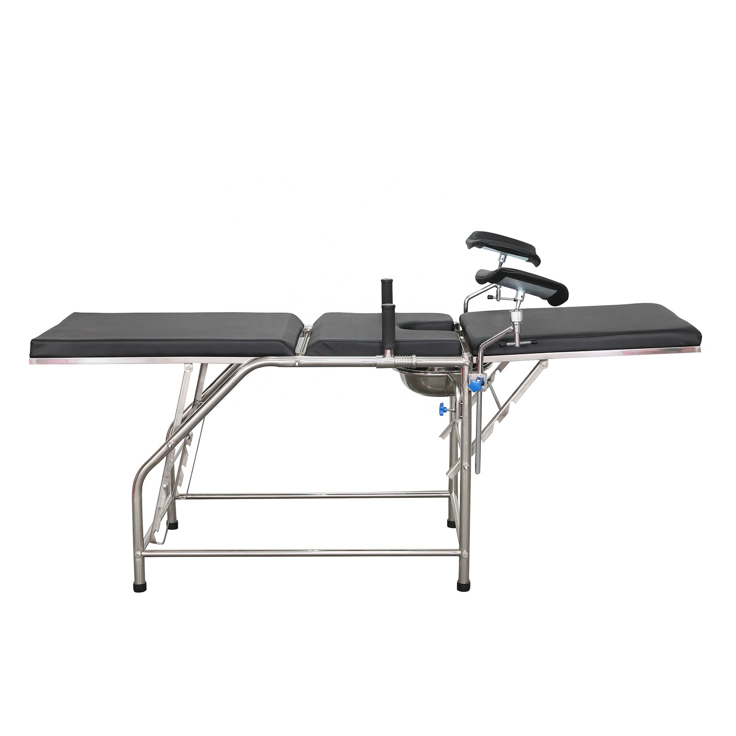 Gyno Exam Table 304 Stainless Steel Manual Medical Portable Exam Table with Stirrups for Hospital or Clinic Inspection