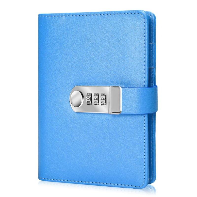 PU Leather Combination Lock Diary Combination Lock Journal A6 Refillable Leather Journal Password Diary with Lock