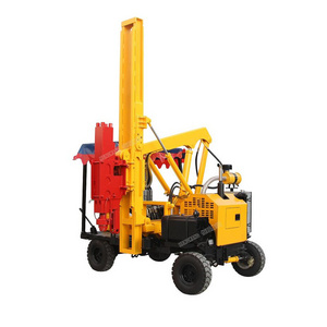 Hydraulic screw type pile driver machine guardrail post for highway Installation