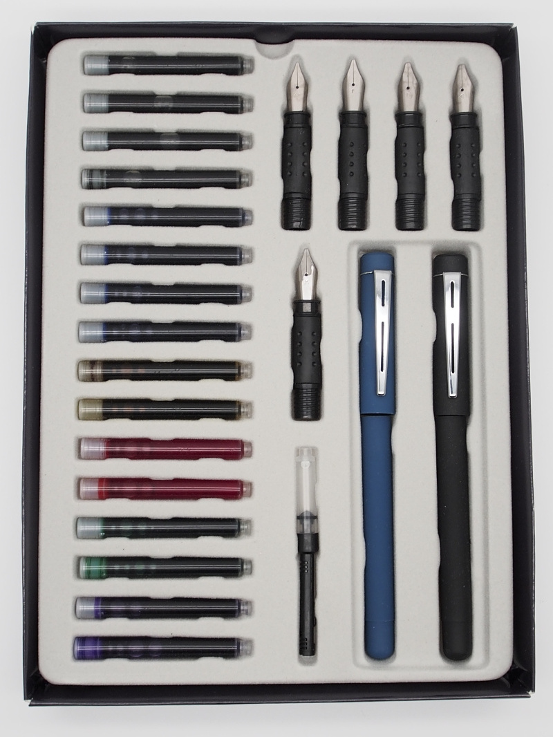 HY Calligraphy Pen Set 25 pieces Gift Box Set 2 Pens 5 free-flowing Nib sections 16 Ink cartridges 1 pad1pump