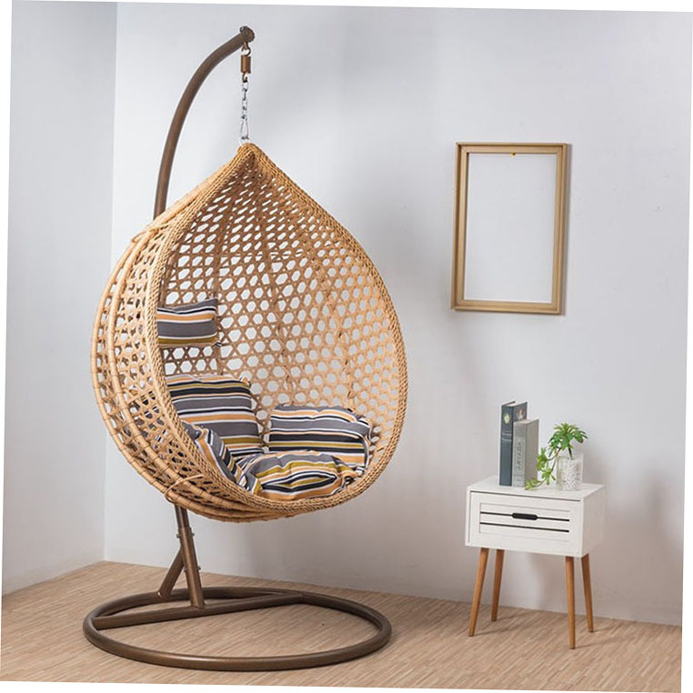 Metal Hanging Chair Patio Swings Outdoor Swing Canopy Big Size Dimension Basket Cushion Seat Rattan Double Wicker