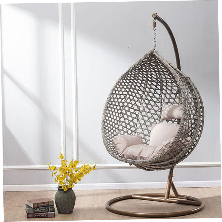 Egg Swing Chair Hang Basket Patio Chairs Rattan Teardrop Grey Pink Seat Type Hanging Chaise Pe Sofa Wing Wick Adult Beach Black