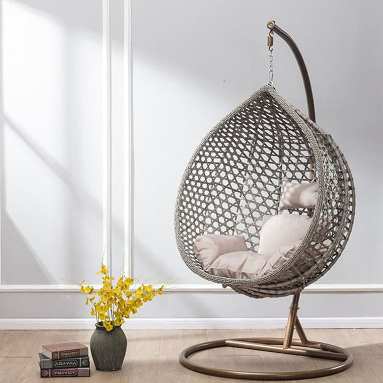 Modern Rattan Hanging Egg Chair With Stand Patio Swings Rocking Basket Hammock Chair Balcony Courtyard Garden Outdoor Furniture