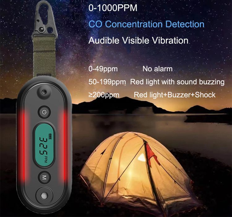 Red light buzzing shock alarming carbon monoxide detector monitor long lasting 2 year portable mini co gas alarm meter