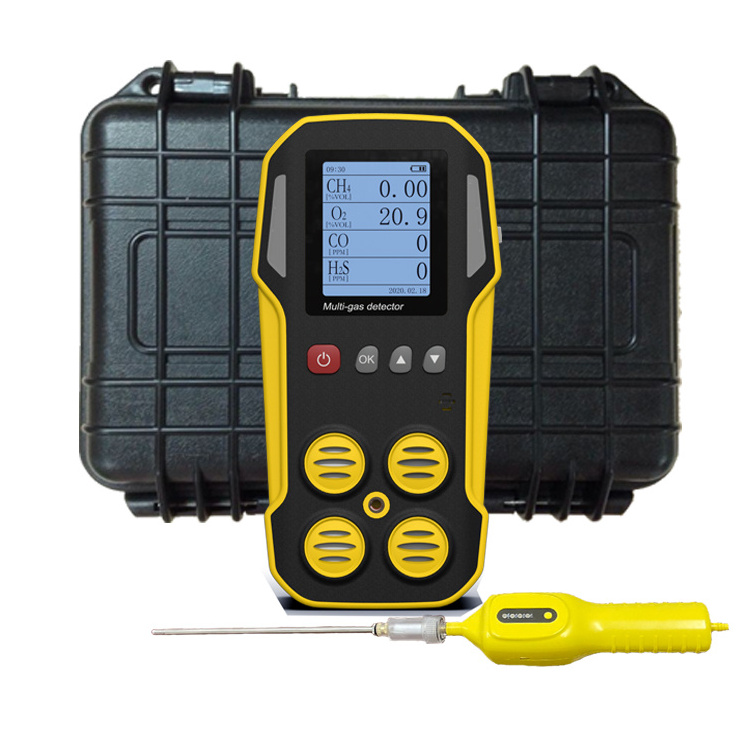 High sensitive online data logger Honeywell sensor detectors CH4/H2S/CO/O2/NH3 Nitrogen portable multi gas leak detector