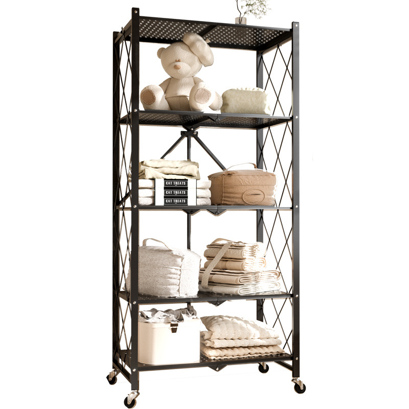 Munfactional Metal Shelving Portable Steel Foldable Kitchen Rack