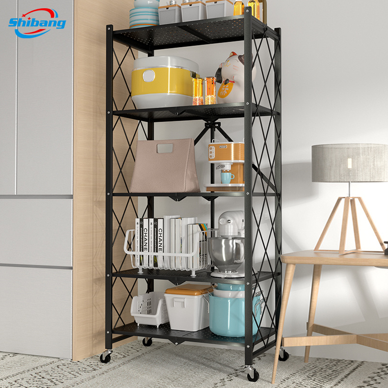 Munfactional Metal Shelving Portable Steel Foldable Kitchen Rack