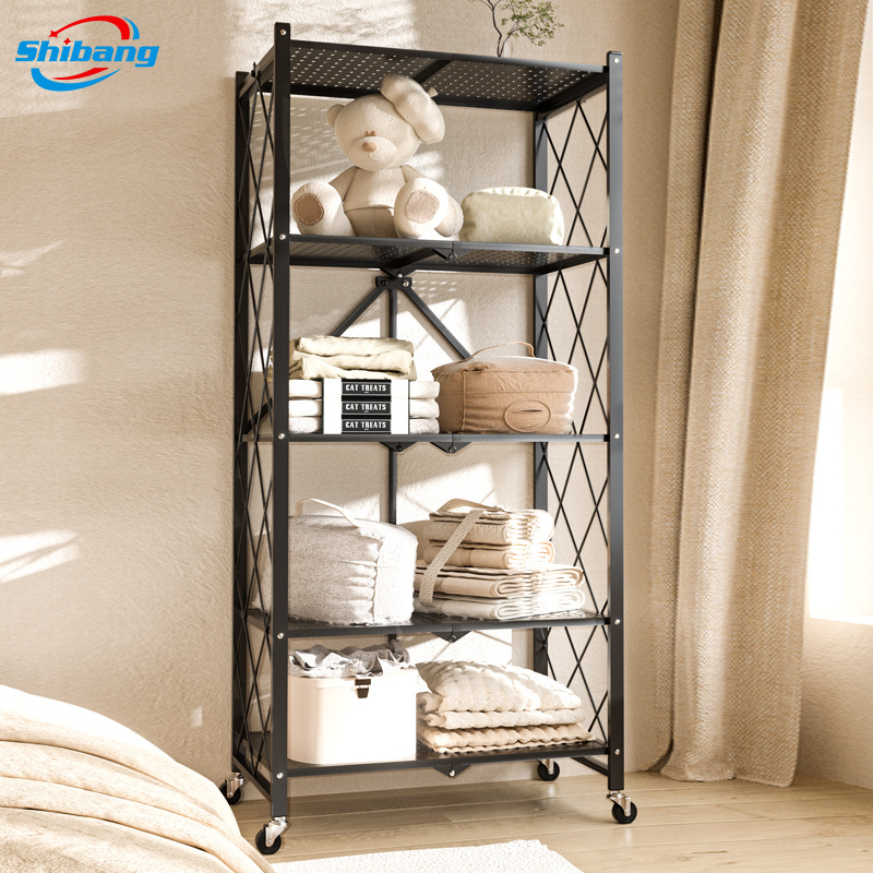 Munfactional Metal Shelving Portable Steel Foldable Kitchen Rack