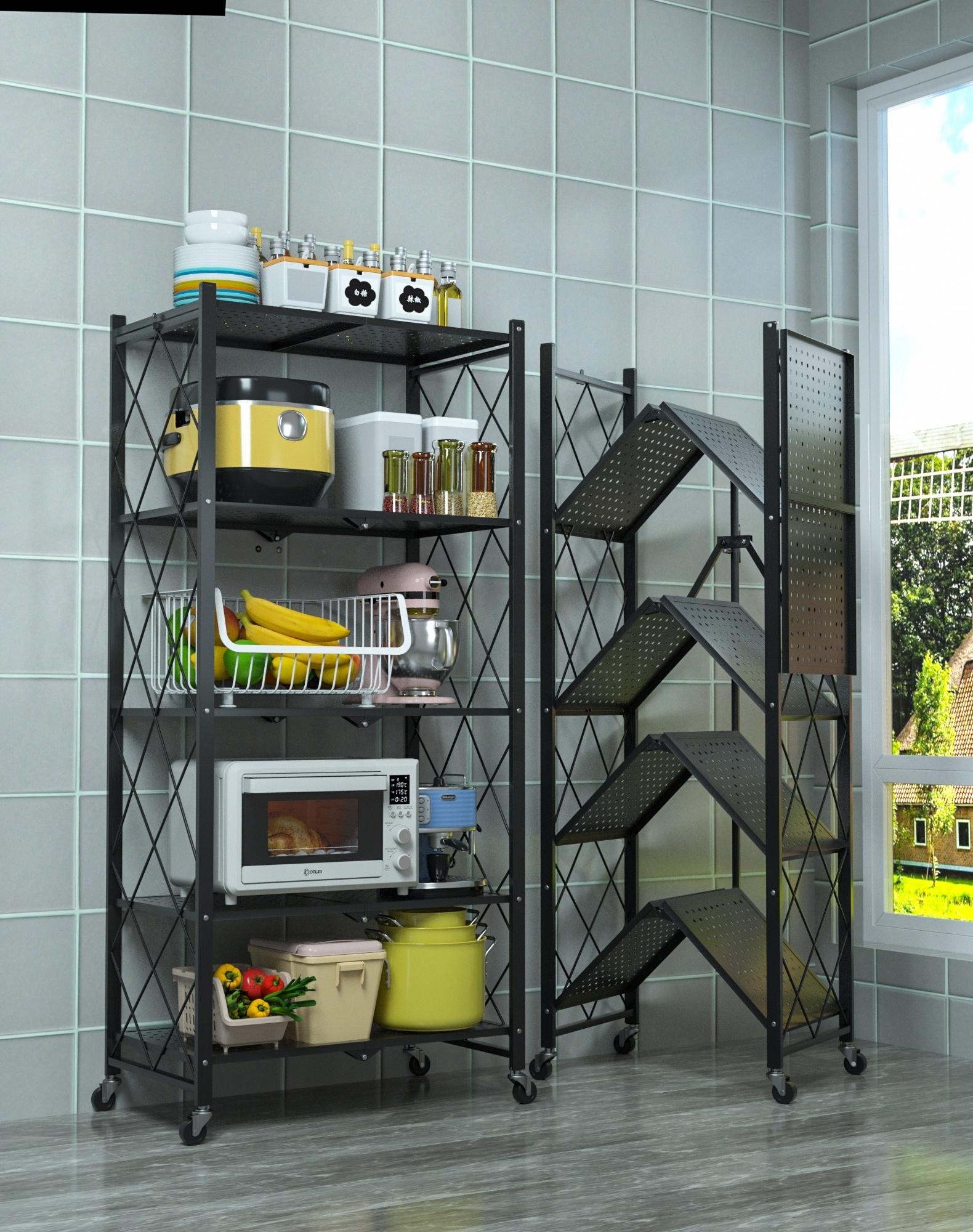 Kitchen Accessories Tool Storage Rack Kitchen Rack Stainless Steel Utensils Wok Pan Display Racks