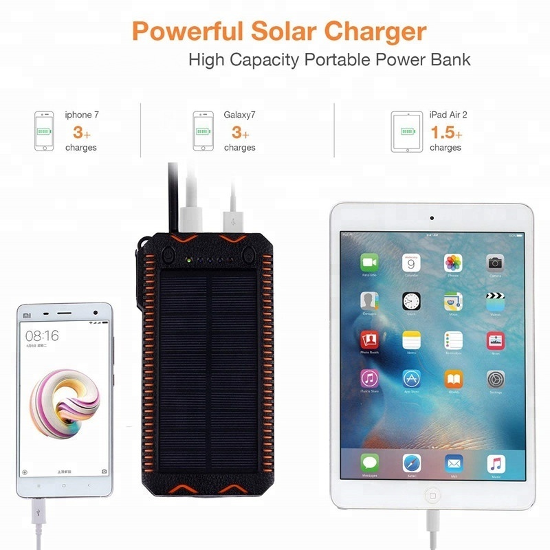 20000mah High Capacity Portable Solar Power Bank Solar Charger With Led Cigarette Lighter