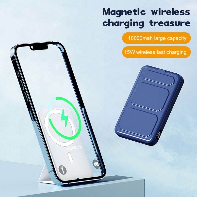 Ultra Thin 10000mAh Mini Magnetic 15W Fast Charging  Wireless Chargers Phone Holder Power Bank