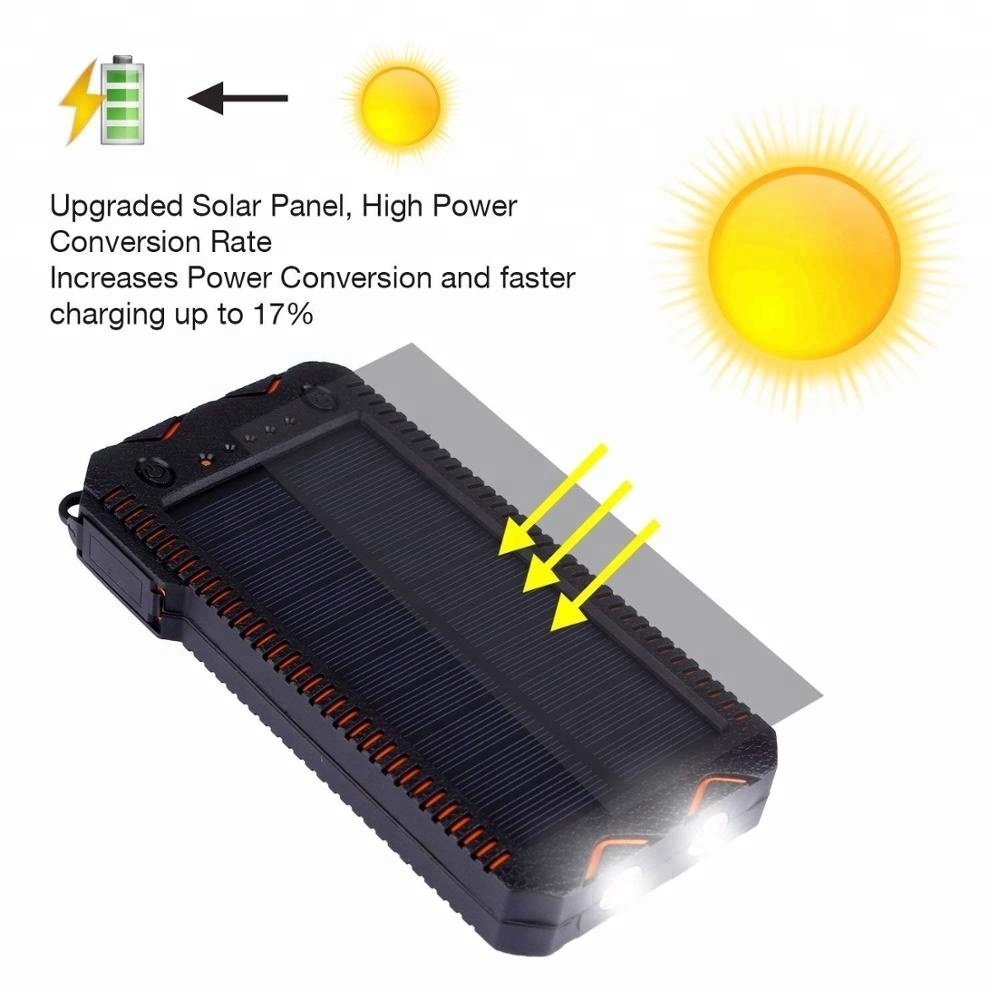 20000mah High Capacity Portable Solar Power Bank Solar Charger With Led Cigarette Lighter