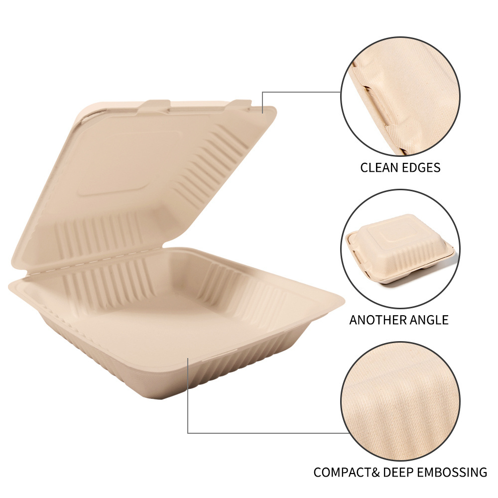 Eco friendly biodegradable lunch box disposable meal box sugarcane bagasse food box